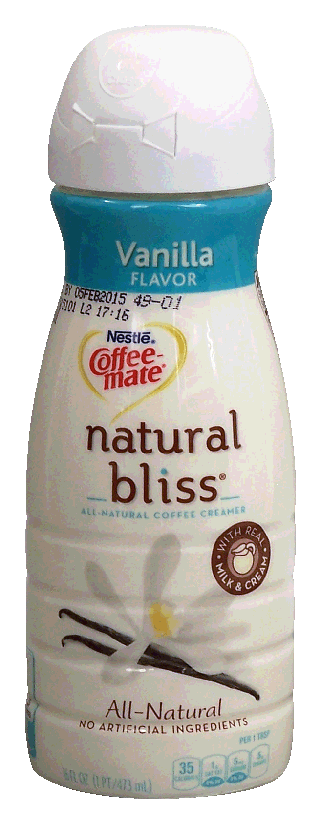 Nestle natural bliss coffee-mate; vanilla flavored all-natural coffee creamer, with real milk & cream Full-Size Picture